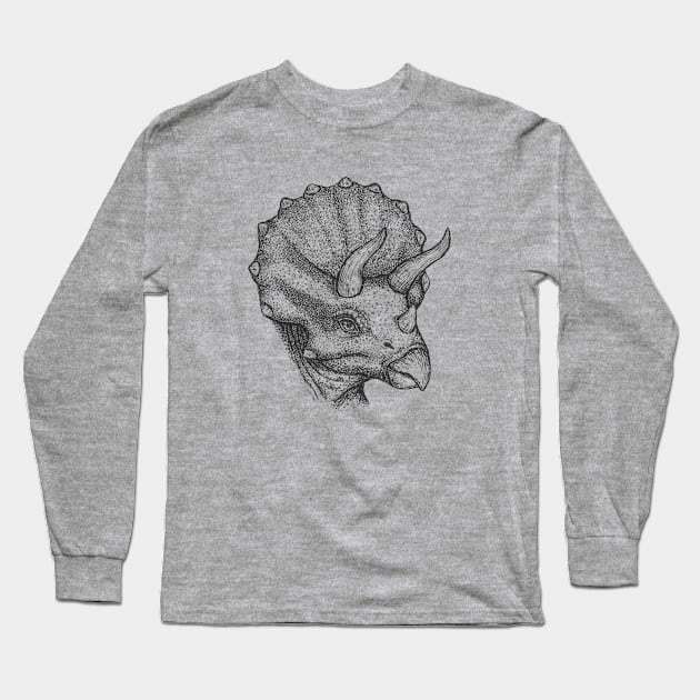 Triceratops Portrait Long Sleeve T-Shirt by Dima Kruk